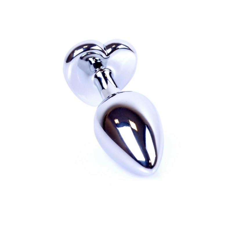 Biżuteria analna Silver Heart - stal nierdzewna z kryształem, szeroka podstawa, długość 7 cm i średnica 2,7 cm - 5