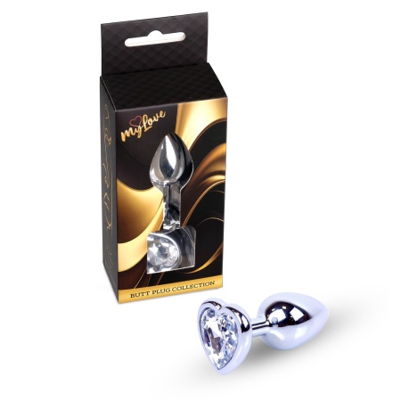 Biżuteria analna Silver Heart - stal nierdzewna z kryształem, szeroka podstawa, długość 7 cm i średnica 2,7 cm - 7