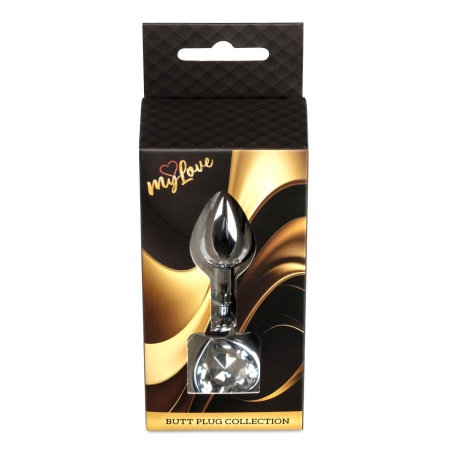 Biżuteria analna Silver Heart - stal nierdzewna z kryształem, szeroka podstawa, długość 7 cm i średnica 2,7 cm - 9