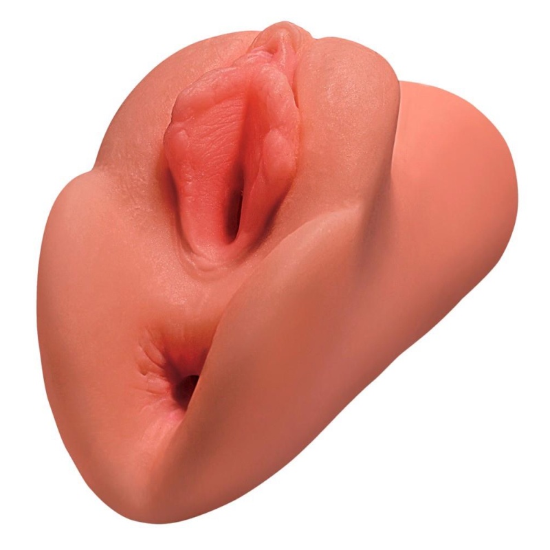Masturbator PDX Plus PP Double Stroker Tan – podwójny tunel waginalno-analny, 14,2 cm - 2