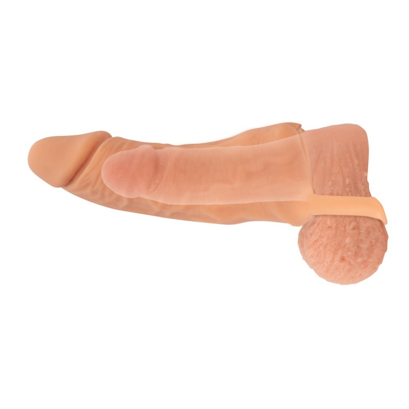 Nature Skin Extender Medium - rękaw powiększający 2w1 z masturbatorem, TPE, 18,5 cm - 10