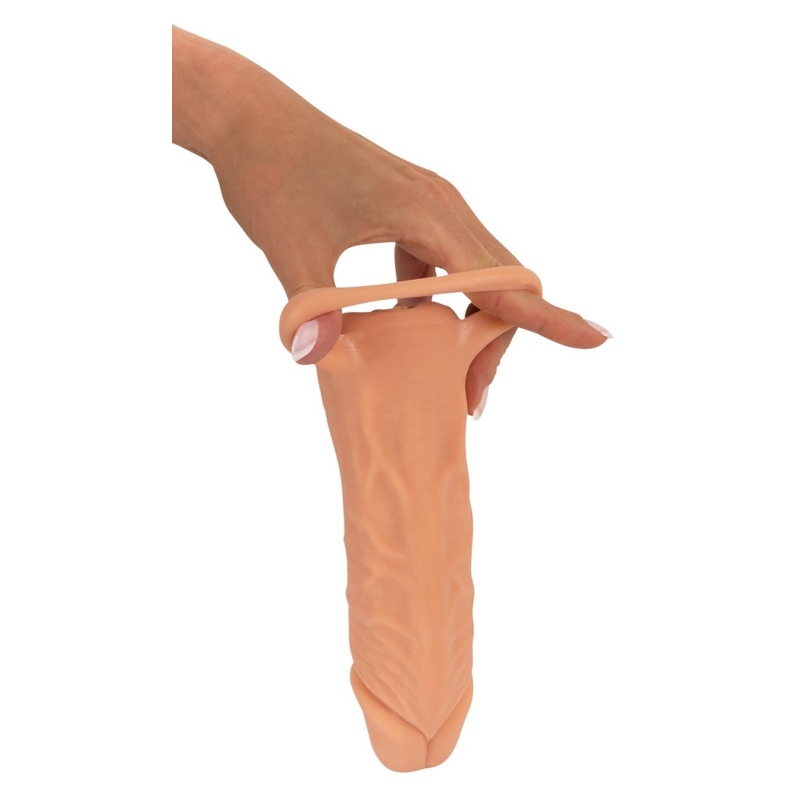Nature Skin Extender Medium - rękaw powiększający 2w1 z masturbatorem, TPE, 18,5 cm - 12