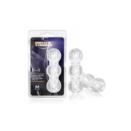 Masturbator Master Stroker Clear - przezroczysty elastomer TPE, 3 komory o zróżnicowanej teksturze, otwarty koniec, 15,2 cm - 3