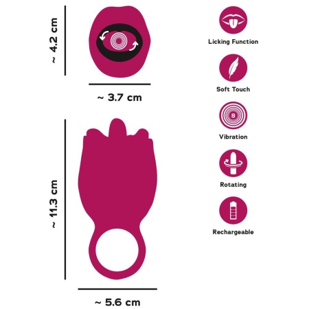 Wibrator Oral Fun Tongue - wirujący język, 8 trybów, silikon, 11,3 cm - 7