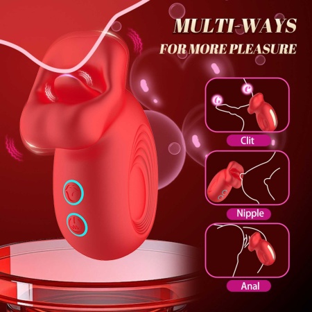 Sexy Oral Stimulator Kiss Fun - Bump Orgasm - wibrator w kształcie ust z ruchomym językiem, 10 trybów muskania i 10 trybów wibra - 11