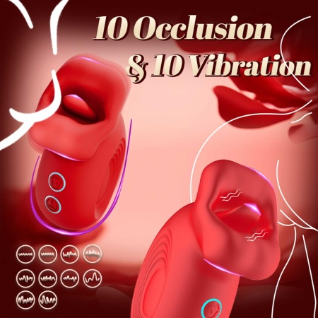 Sexy Oral Stimulator Kiss Fun - Bump Orgasm - wibrator w kształcie ust z ruchomym językiem, 10 trybów muskania i 10 trybów wibra - 15