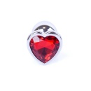 Biżuteria analna Silver Heart Plug - stal nierdzewna, podstawa z sercem i kryształem, długość 7 cm, średnica 2,7 cm - 2