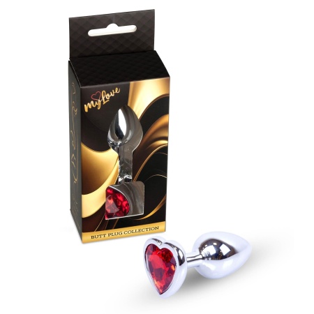Biżuteria analna Silver Heart Plug - stal nierdzewna, podstawa z sercem i kryształem, długość 7 cm, średnica 2,7 cm - 8