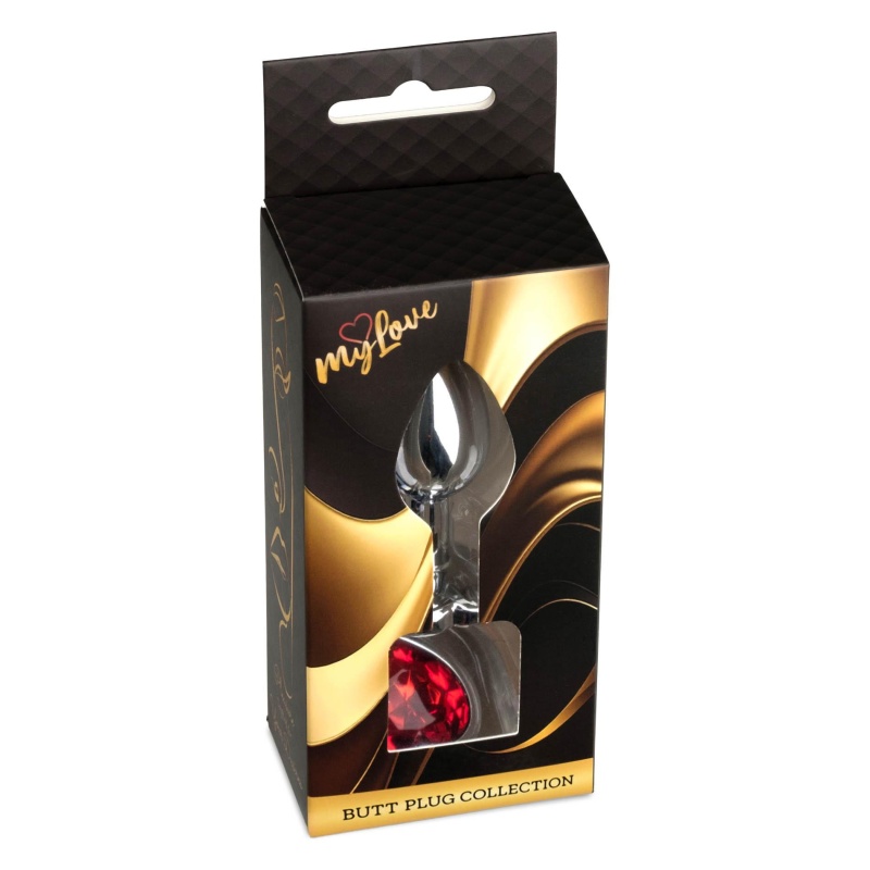 Biżuteria analna Silver Heart Plug - stal nierdzewna, podstawa z sercem i kryształem, długość 7 cm, średnica 2,7 cm - 9