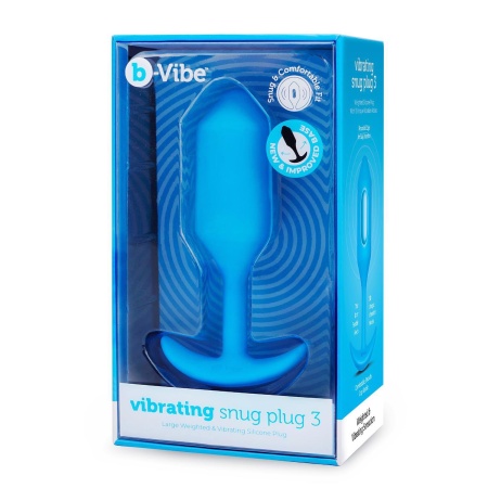 Korek analny wibrujący b-Vibe Snug Plug 3 Blue - obciążony, 4 poziomy i 6 wzorców wibracji, długość 13,8 cm - 1