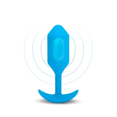 Korek analny wibrujący b-Vibe Snug Plug 3 Blue - obciążony, 4 poziomy i 6 wzorców wibracji, długość 13,8 cm - 1 2