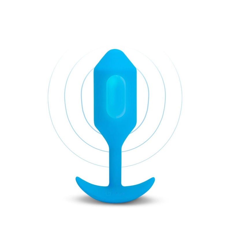 Korek analny wibrujący b-Vibe Snug Plug 3 Blue - obciążony, 4 poziomy i 6 wzorców wibracji, długość 13,8 cm - 2