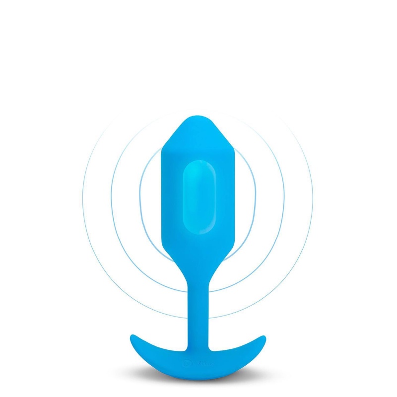 Korek analny wibrujący b-Vibe Snug Plug 3 Blue - obciążony, 4 poziomy i 6 wzorców wibracji, długość 13,8 cm - 3