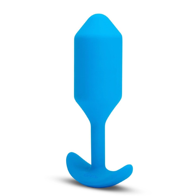 Korek analny wibrujący b-Vibe Snug Plug 3 Blue - obciążony, 4 poziomy i 6 wzorców wibracji, długość 13,8 cm - 4