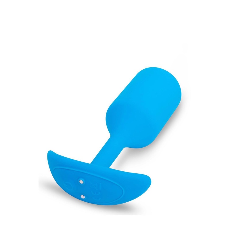 Korek analny wibrujący b-Vibe Snug Plug 3 Blue - obciążony, 4 poziomy i 6 wzorców wibracji, długość 13,8 cm - 5
