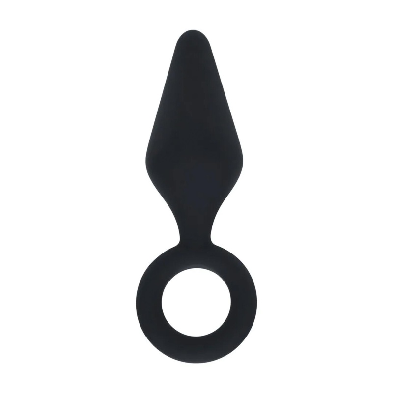 Silicone Anal Plug with Loop - S - Black - 1