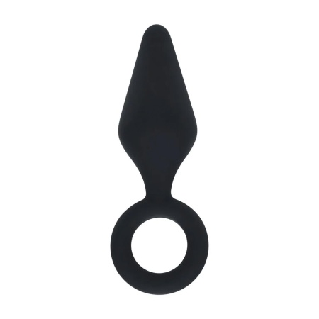 Silicone Anal Plug with Loop - S - Black - 1