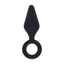 Silicone Anal Plug with Loop - S - Black - 1