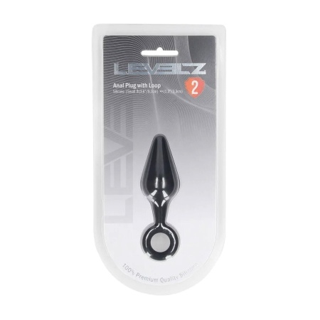 Silicone Anal Plug with Loop - S - Black - 2