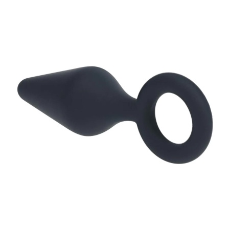 Silicone Anal Plug with Loop - S - Black - 5