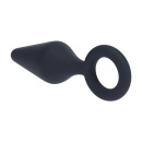 Silicone Anal Plug with Loop - S - Black - 5