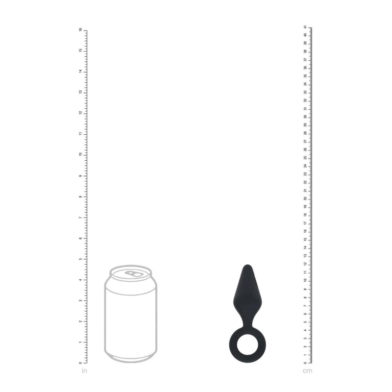 Silicone Anal Plug with Loop - S - Black - 6