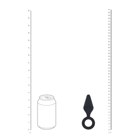 Silicone Anal Plug with Loop - S - Black - 6
