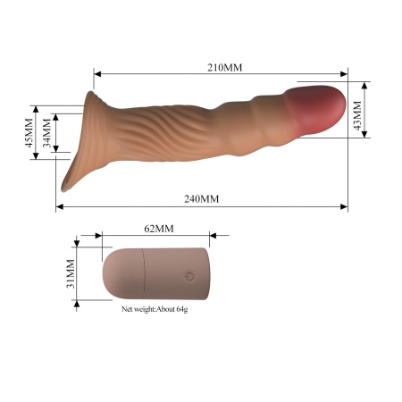 Wibrująca nakładka na penisa Vibrating Penis Sleeve Extender z pierścieniem na jądra - 27 cm - 8