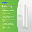 Prezerwatywy opóźniające Infinity X Delay z benzokainą - 144 sztuki, 53 mm - 5