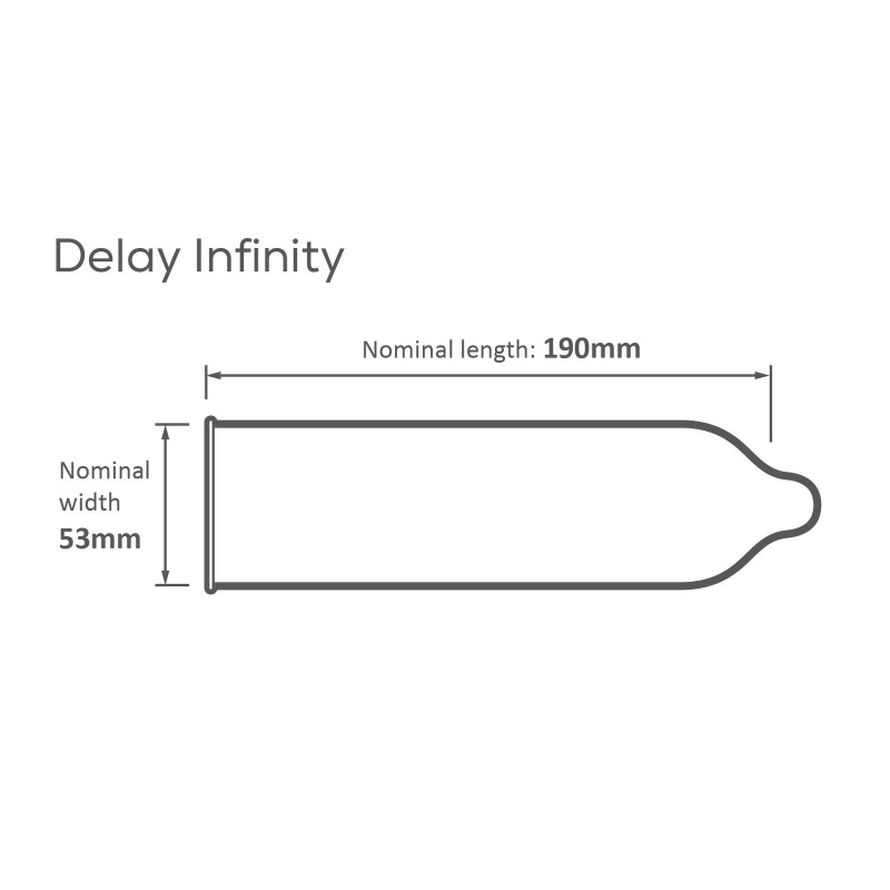 Prezerwatywy opóźniające Infinity X Delay z benzokainą - 144 sztuki, 53 mm - 6