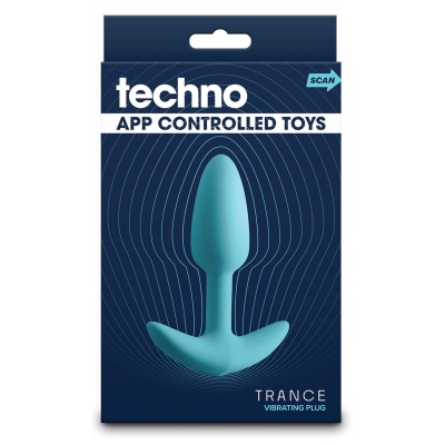 Wibrujący korek analny Techno Trance Blue z aplikacją i 9 funkcjami wibracji, długość insercyjna 9,3 cm - 1