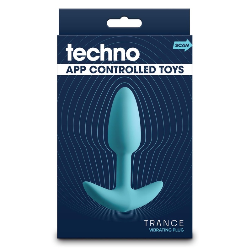 Wibrujący korek analny Techno Trance Blue z aplikacją i 9 funkcjami wibracji, długość insercyjna 9,3 cm - 1