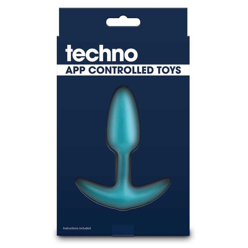 Wibrujący korek analny Techno Trance Blue z aplikacją i 9 funkcjami wibracji, długość insercyjna 9,3 cm - 4