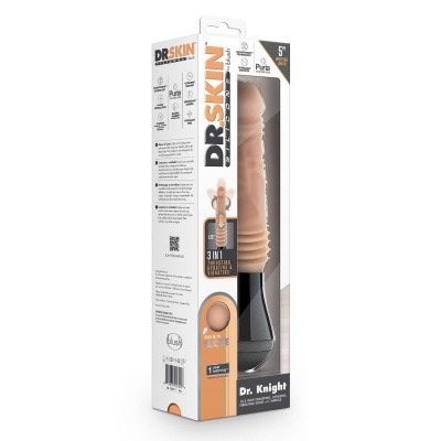 DR. SKIN SILICONE DR. KNIGHT THRUSTING GYRATING VIBRATING DILDO BEIGE - 1