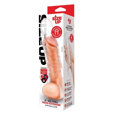 SIZE UP CLEAR VIEW PENIS EXTENDER WITH BALL LOOP EXTRA GIRTHY - 1