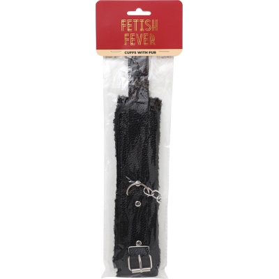 Fetish Fever - Cuffs With Fur - Black - 1 2