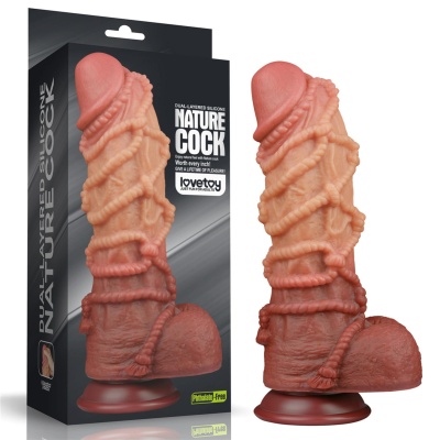 LoveToy Dildo Nature King Size 10,5" (26,7 cm) z dwuwarstwowym silikonem i przyssawką - 1