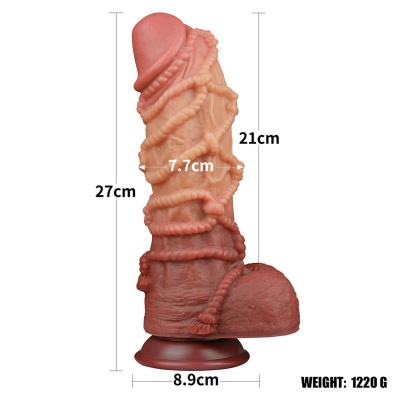 LoveToy Dildo Nature King Size 10,5" (26,7 cm) z dwuwarstwowym silikonem i przyssawką - 1 2