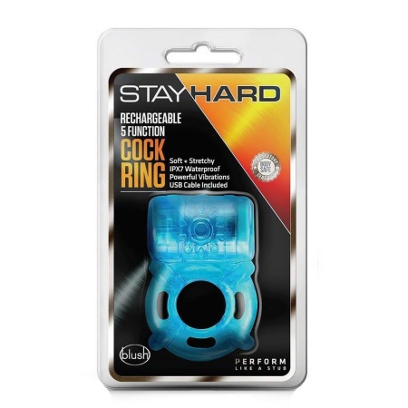 Pierścień erekcyjny wibrujący Stay Hard 5 Function, TPE, 5 trybów wibracji, długość 5,7 cm - 1