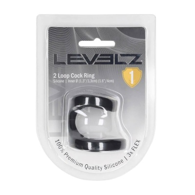 2 Loop Silicone Cockring - Black - 1