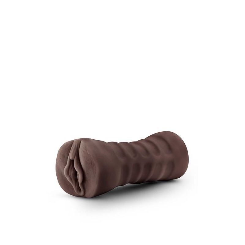 Masturbator Alexis Czekoladowy z wibrującym bulletem i otwartym kanałem, 13,3 cm - 3