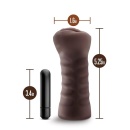 Masturbator Alexis Czekoladowy z wibrującym bulletem i otwartym kanałem, 13,3 cm - 4