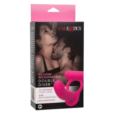 Wibracyjny pierścień na penisa Double Diver z sondą analną – 9,5 cm - 1 2