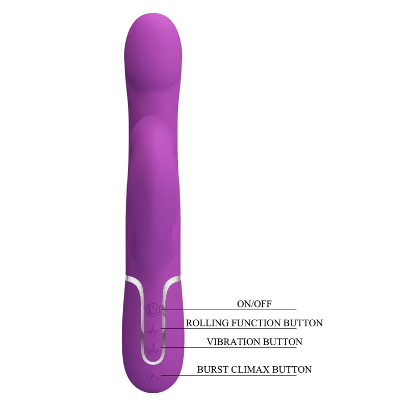 Wibrator Falin Purple BW-500012-3 - podwójny silnik, 7 funkcji wibracji, 4 funkcje rotacji koralików, silikon - 10