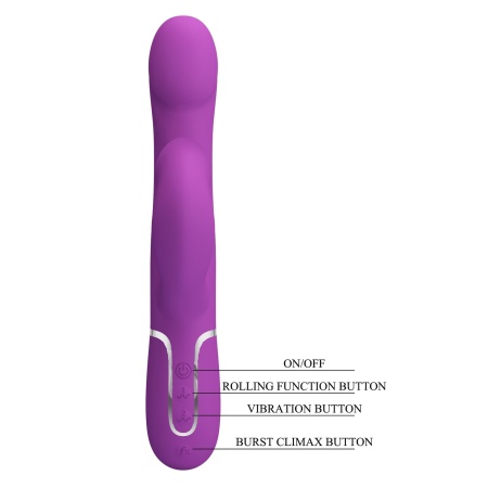 Wibrator Falin Purple BW-500012-3 - podwójny silnik, 7 funkcji wibracji, 4 funkcje rotacji koralików, silikon - 10
