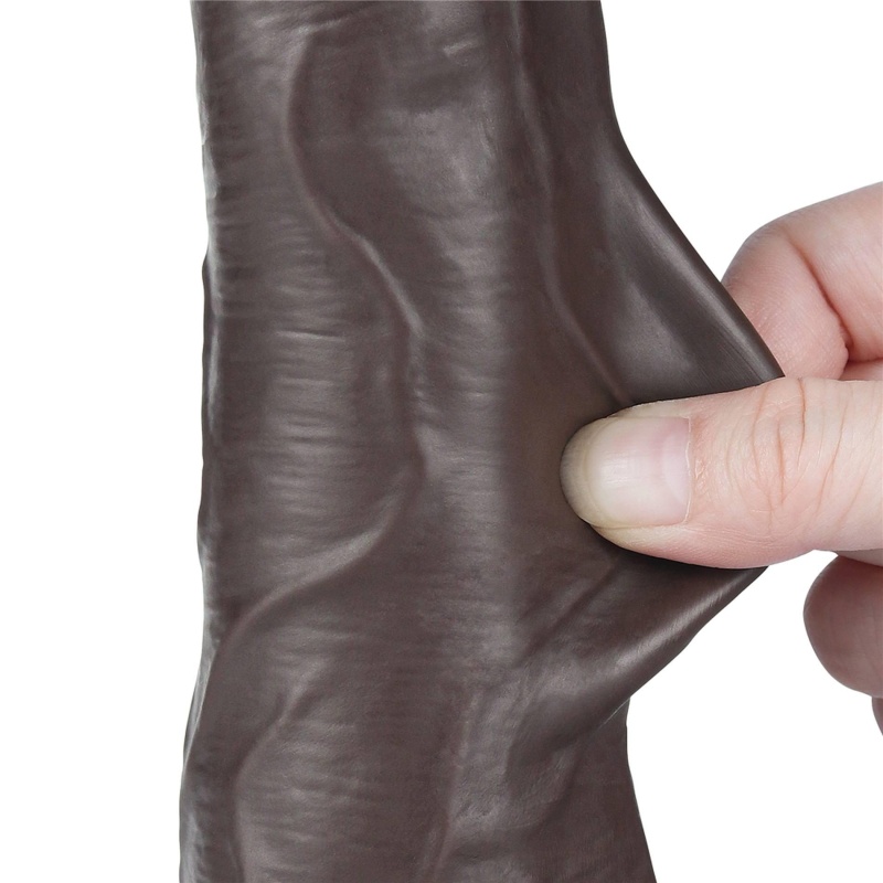 Dildo Sliding Skin Dual Layer 21,6 cm – Czarny - 9
