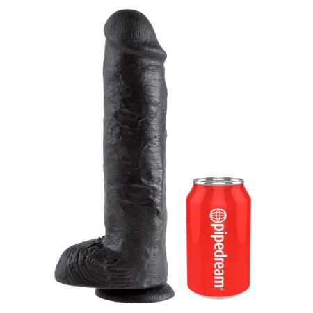 Dildo King Cock 11" z Jądrami Ciemne – Realistyczne PVC z Przyssawką i Żyłkowaniem, 28 cm - 2