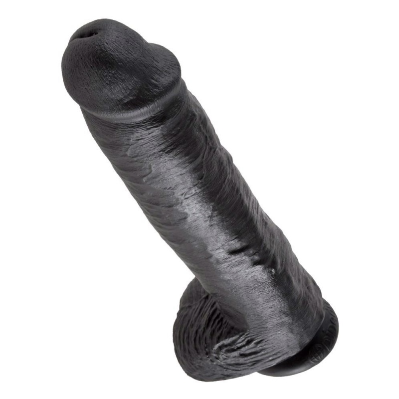 Dildo King Cock 11" z Jądrami Ciemne – Realistyczne PVC z Przyssawką i Żyłkowaniem, 28 cm - 3