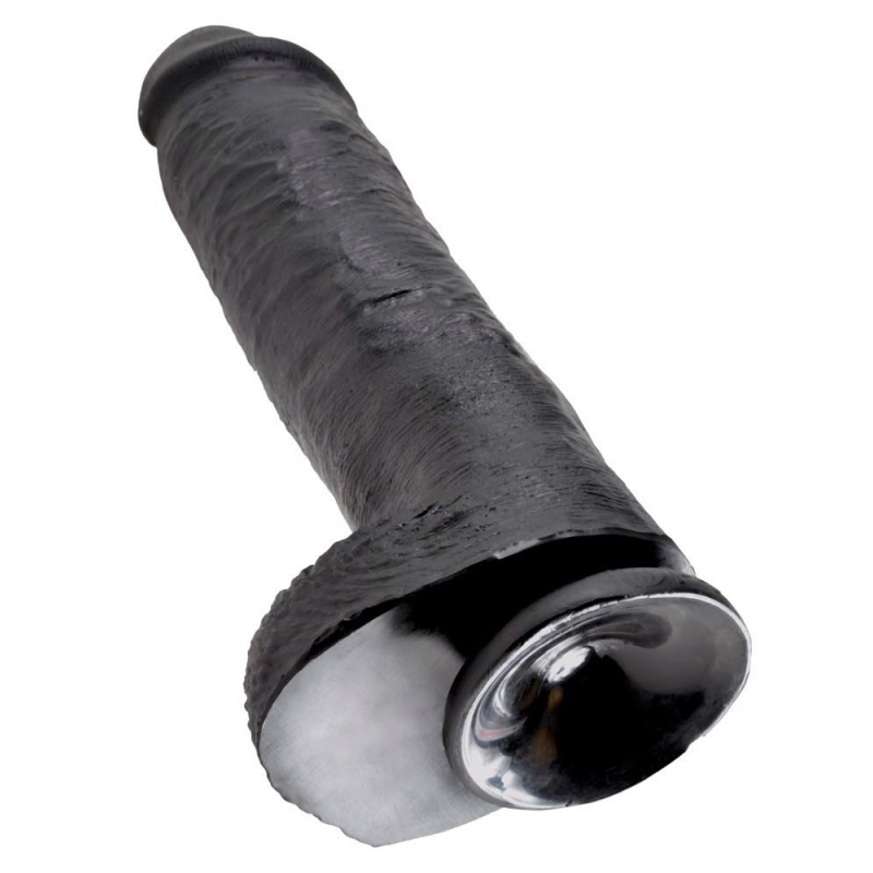 Dildo King Cock 11" z Jądrami Ciemne – Realistyczne PVC z Przyssawką i Żyłkowaniem, 28 cm - 5