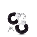 Kajdanki erotyczne Cuffs Black - regulacja 13,9-20 cm, pluszowe pokrycie, zamek z awaryjnym zwolnieniem - 3